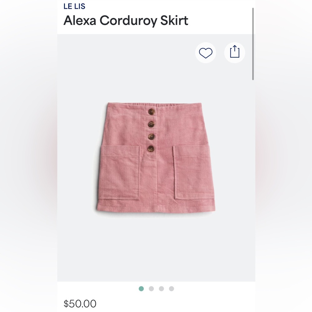 Le Lis Alexa Pink Corduroy Mini Skirt